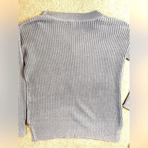 🎄🎄Moral Fiber Sweater Women VNeck Periwinkle Blue Metallic Ribbed Knit Small - Picture 2 of 7